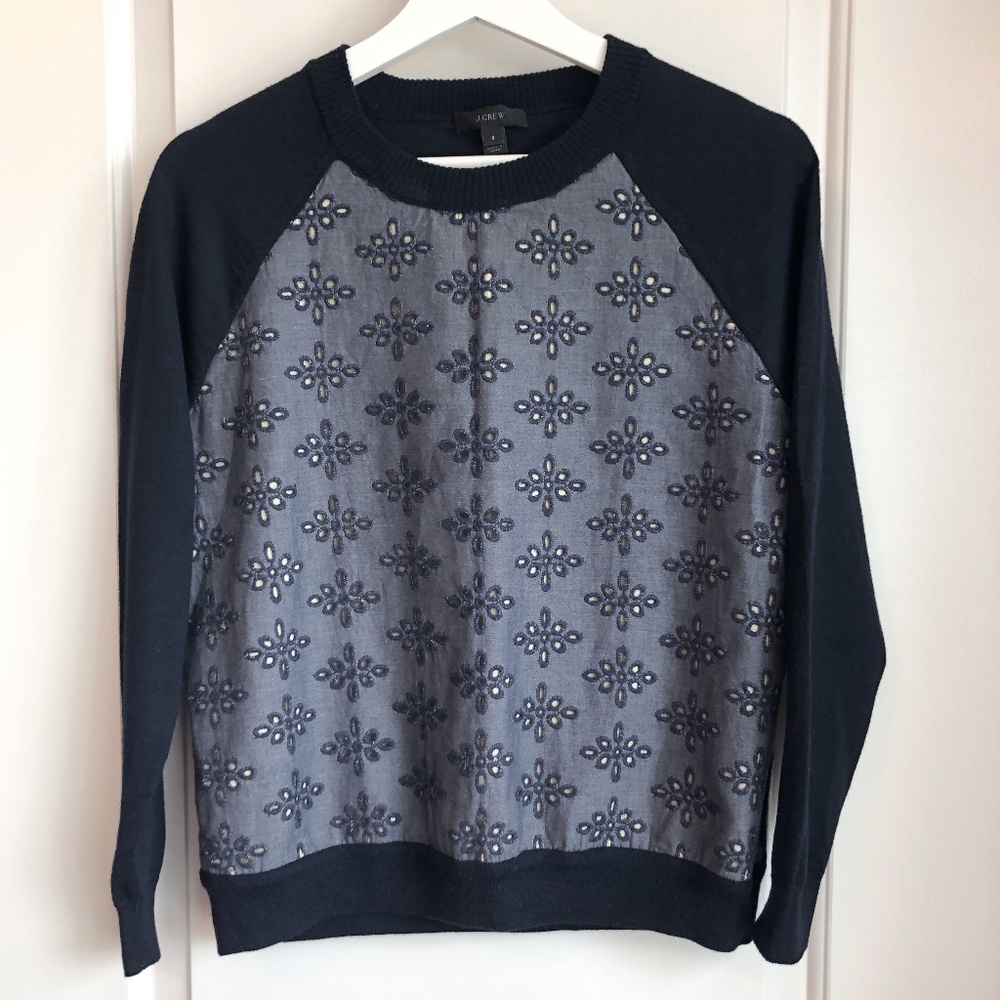 J Crew Merino Wool Preppy Sweater in Chambray